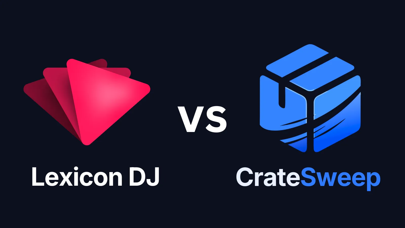 The Lexicon DJ logo and the CrateSweep logo side by side, separated by a large VS