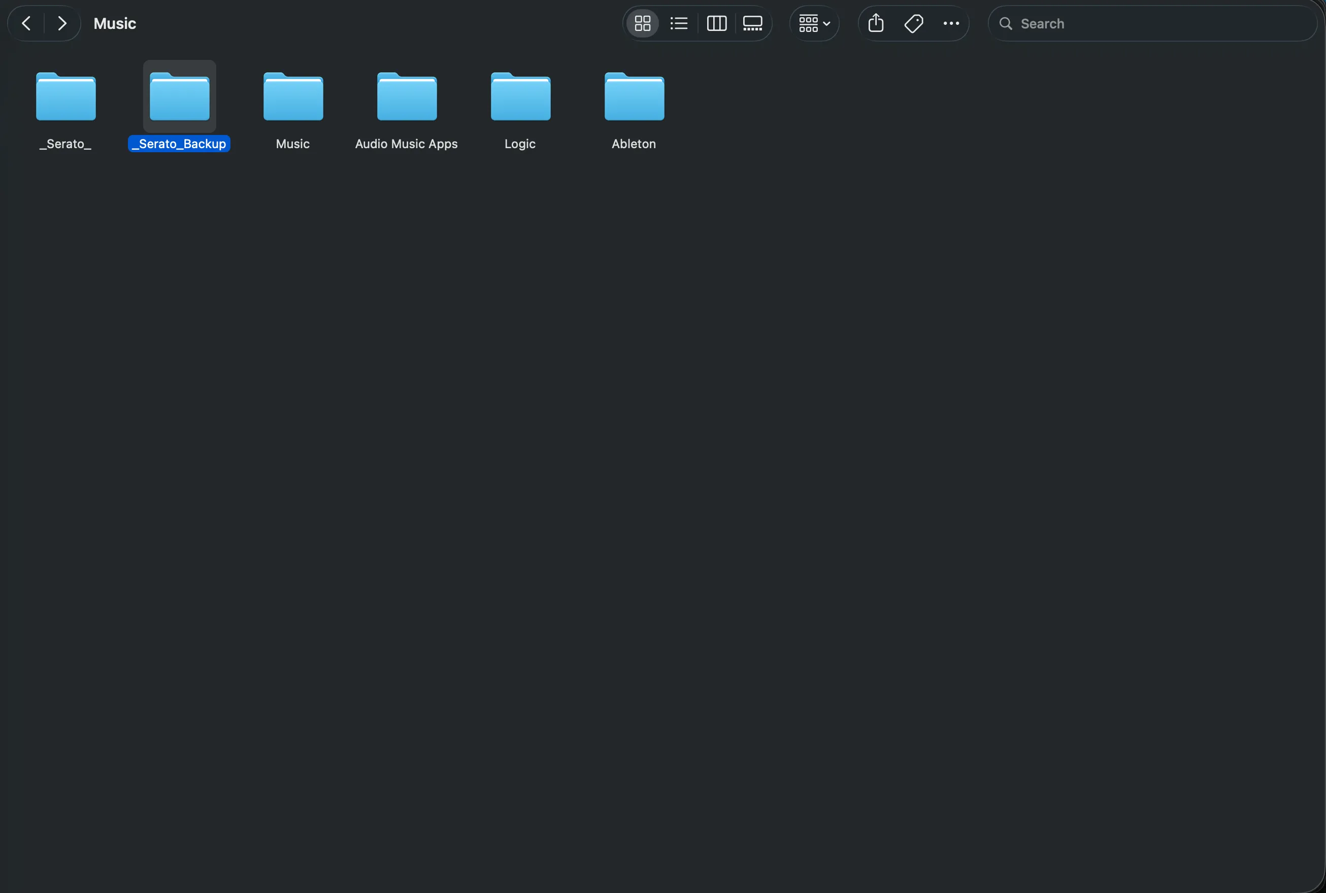 A backup copy of the Serato folder sitting next to the original in the Music folder